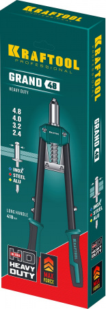 KRAFTOOL GRAND-48, 2.4 - 4.8 мм, 410 мм, усиленный двуручный заклёпочник (31175)