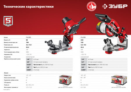 ЗУБР d 104 мм, 90 Вт, заточной станок для пильных цепей (СЦ-200)