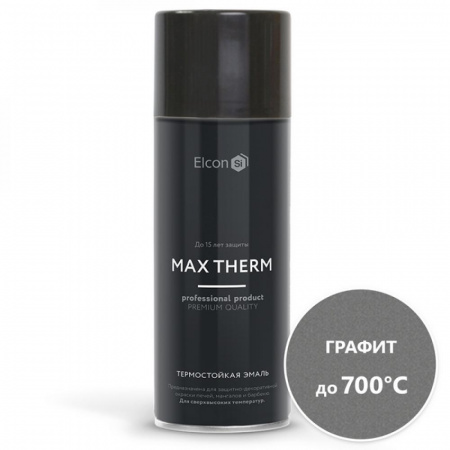 Эмаль аэроз. термостойкая 700град  графит 520мл Elcon MAX THERM (12)