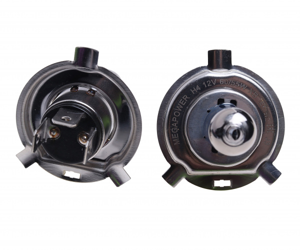 Автолампа H4 (60/55) P43t-38 +120% (бокс, 2шт) 12V MEGAPOWER /1/10