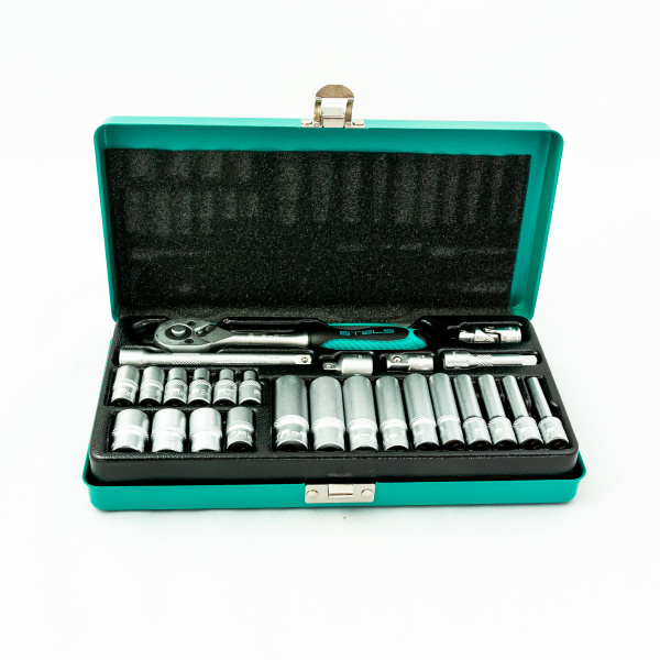 Набор торцевых головок с трещоткой, 1/4", 26 предметов Stels Набор торцевых головок с трещоткой, 1/4", 26 предметов Stels