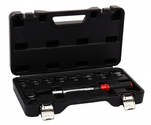 Ключ динамометрический 10пр., 9х12мм, 1/4" с набором рожков насадок (7,8,9,10,11,12,13,14мм.,5-25Nm) L-230мм, с быст фик в кейсе LG-S7910 LIGE/1/6 NEW