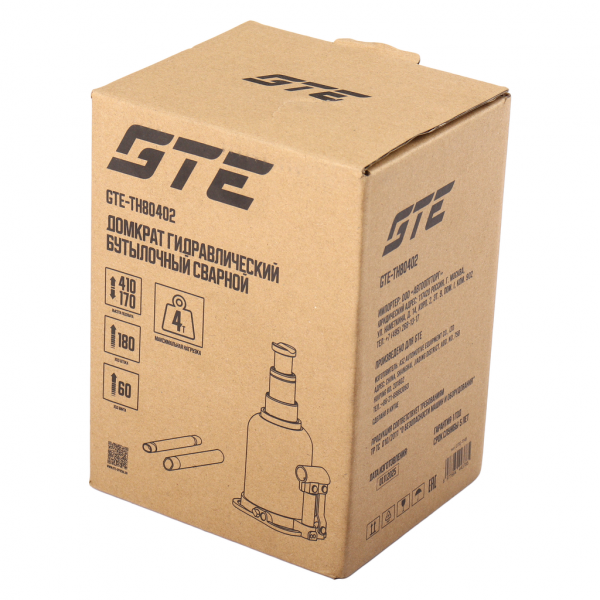 GTE Домкрат бутылочный 4т 170-410мм 2-х плунжерный GTE