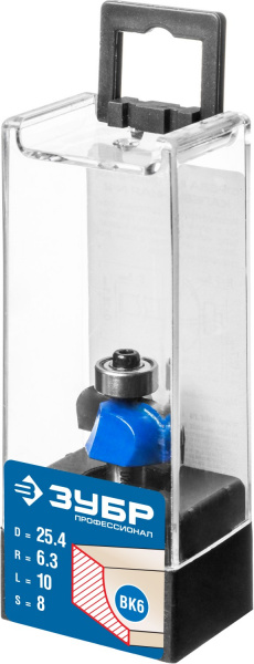 ЗУБР 25.4 x 10 мм, радиус 6.3 мм, фреза кромочная калевочная №2, Профессионал (28702-25.4)
