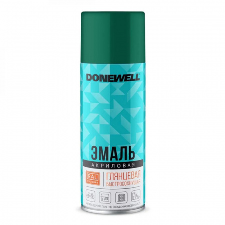 Эмаль аэроз. акриловая темно-зеленая глянцевая RAL6016 520мл Donewell DW-A6016 (12)