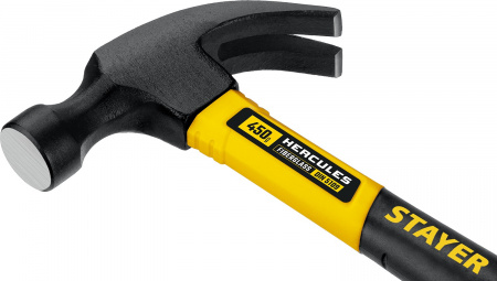 STAYER Hercules, 450 г, молоток-гвоздодёр столярный с фиберглассовой рукояткой, Professional (2026-450)