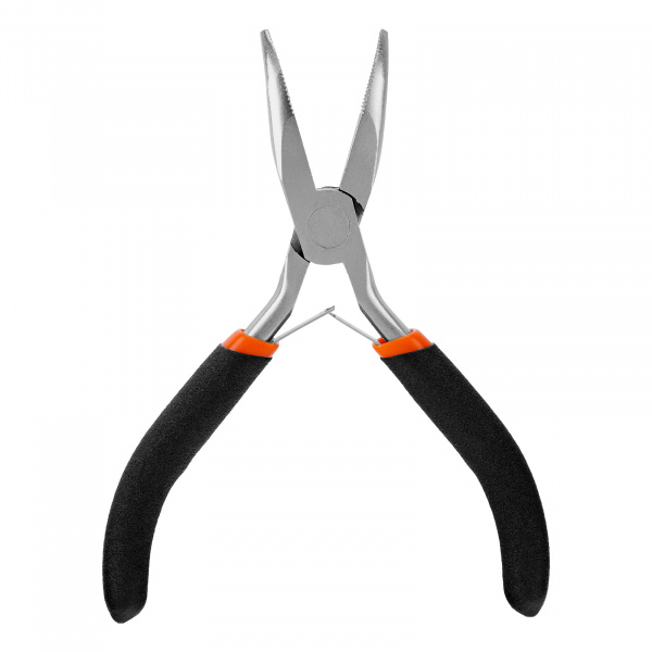 Длинногубцы изогнутые Mini, 130 мм, никелированные, авторазжим Sparta