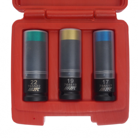 JTC Набор головок ударных для литых дисков 17-19-22мм L=85мм 3 предмета в кейсе JTC