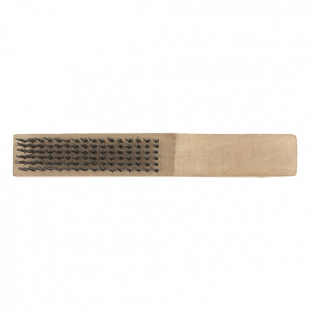 Щетка зачистная шестирядная, закаленная прямая проволока с деревянной ручкой Сибртех