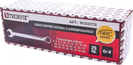 W3S25TB Набор ключей гаечных комбинированных серии ARC в сумке, 6-36 мм, 25 предметов W3S25TB Набор ключей гаечных комбинированных серии ARC в сумке, 6-36 мм, 25 предметов