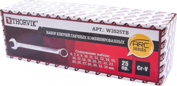 W3S25TB Набор ключей гаечных комбинированных серии ARC в сумке, 6-36 мм, 25 предметов W3S25TB Набор ключей гаечных комбинированных серии ARC в сумке, 6-36 мм, 25 предметов
