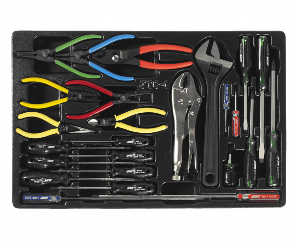 JTC Набор инструментов для тележки инструментальной JTC-3931 (1-я секция) 25 предметов JTC