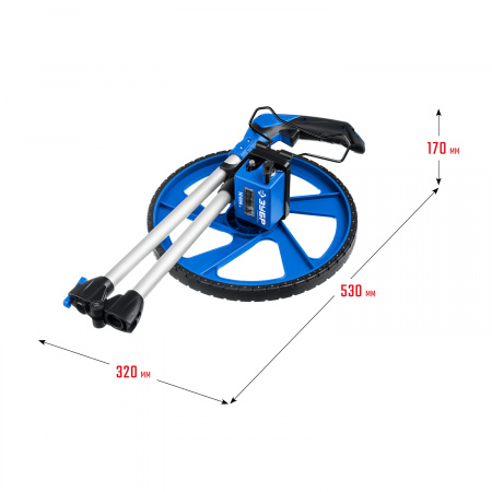 ЗУБР 0.1 - 9999 м, измерительное колесо, (курвиметр) со складной алюминиевой рукояткой, Профессионал (34880)