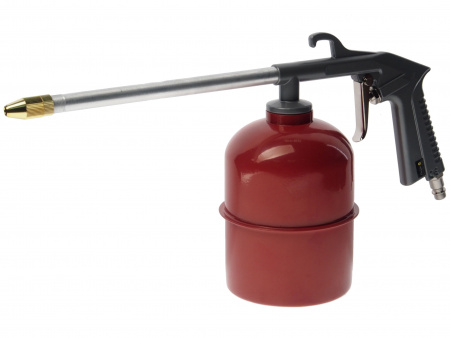 Пистолет для мойки двигателя ER-76005 пневмат. с нижним метал. бачком 900мл (вх отверстие 1/4, сопло 4.5мм., подача 110-160 л/мин., 50PSI ЭВРИКА /1/10