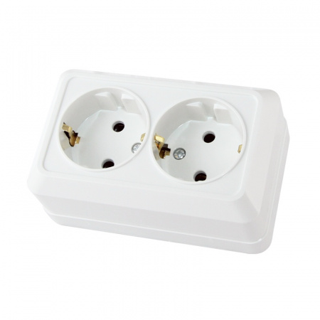Розетка о/у Ладога SQ1801-0019, 2 гнезда, с/з, 16А, 230В, IP20