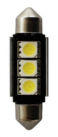 Автолампа C5W (SV8,5) 3 SMD 5050 WHITE 6000K 36мм 60лм  24V MEGAPOWER /10 /100