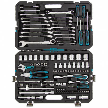 Набор инструментов, 1/4", 1/2", CrV, 120 зубьев, 101 предмет Gross Набор инструментов, 1/4", 1/2", CrV, 120 зубьев, 101 предмет Gross