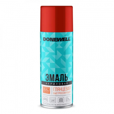 Эмаль аэроз. акриловая красная глянцевая RAL3020 520мл Donewell DW-A3020 (12)