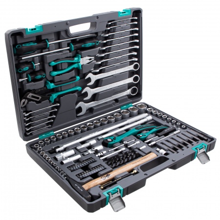 Набор инструментов, 1/4", 1/2", Cr-V, S2, усиленный кейс, 119 предметов Stels Набор инструментов, 1/4", 1/2", Cr-V, S2, усиленный кейс, 119 предметов Stels