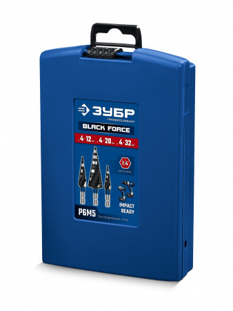 ЗУБР BLACK FORCE 3 шт., 4-32мм, винтовая проточка, набор ступенчатых сверл, ПРОФЕССИОНАЛ (29671-4-32-H3)