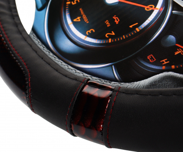 Оплетка руля MIS-SWC861 (M) черная с коричневой вставкой MISTAR /1/25