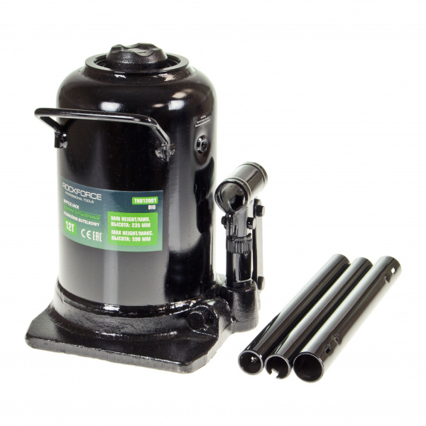 Домкрат гидравлический RF-TH812001BIG бутылочный с двумя штоками 12т (выс.подъема 235-500мм) ROCKFORCE /1/3