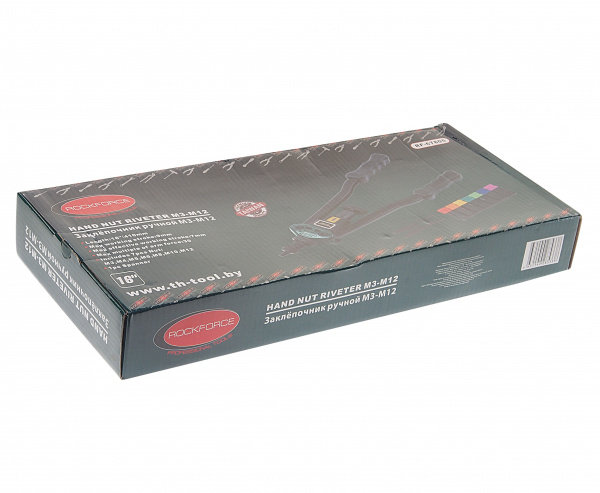 Заклепочник RF-67805 двуручный резьбовой усиленный со шкалой затяжки от 0-10мм(L - 380мм, резьбовые адаптеры - М3, М4, М5, М6, М8, М10, М12) ROCKFORCE