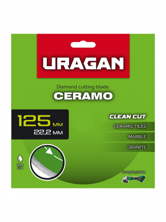 URAGAN CERAMO 125 мм, диск алмазный отрезной сплошной (36707-125)