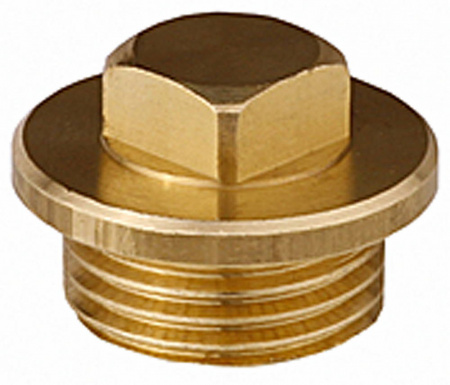 Заглушка GENERAL FITTINGS, 6-ти гранная головка с прижимной шайбой, никелированная латунь, наружная резьба, 1/2″