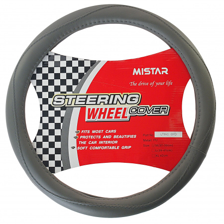 Оплетка руля MIS-LT35C (M) GREY кожа MISTAR /1/25