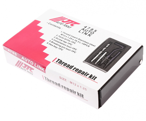 JTC Набор инструментов и вставок для восстановления резьбы М12х1.25мм L=16.3мм 14 предметов JTC