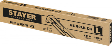 STAYER Hercules-L, №2, 1.5″, 440 мм, трубный ключ с прямыми губками (27331-2)