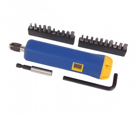 JTC Отвертка динамометрическая 1/4" с набором бит и адаптеров в кейсе JTC