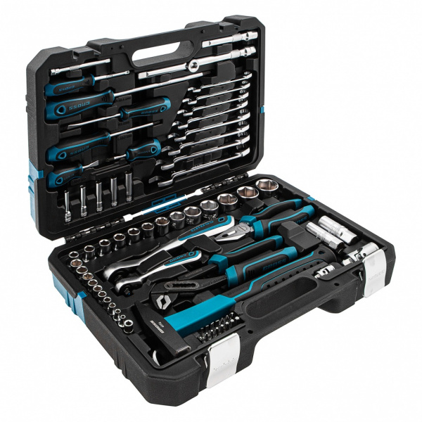 Набор инструментов, 1/4", 1/2", CrV, 120 зубьев, 76 предметов Gross Набор инструментов, 1/4", 1/2", CrV, 120 зубьев, 76 предметов Gross