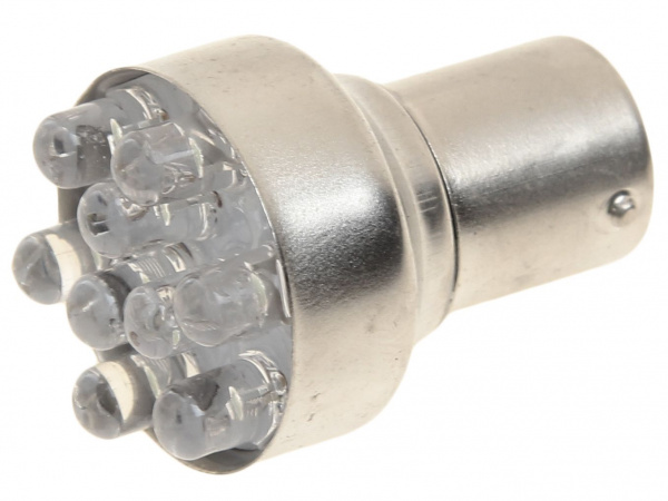 Автолампа P21W (BA15s) 9 LED WHITE 6000K 63лм  24V MEGAPOWER /10 /100