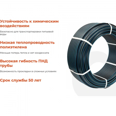 Питьевая напорная труба Gigant ПНД 20х2,0 SDR11 (ПЭ100, 16 атм), бухта 100 м GLPP-01