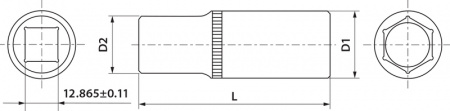 FS11213 Головка торцевая глубокая 1/2"DR, 13 мм