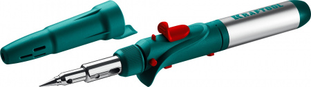 KRAFTOOL SolderGas, 120 K, 30 - 120 Вт, 1300°С, горелка, фен, пьезоподжиг, набор 10 в 1, газовый паяльник (55503-H10)