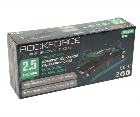 Домкрат гидравлический RF-T825010REURO, подкатной низкопрофильный 2,5т (h min 89мм,h max 359мм) ROCKFORCE /1