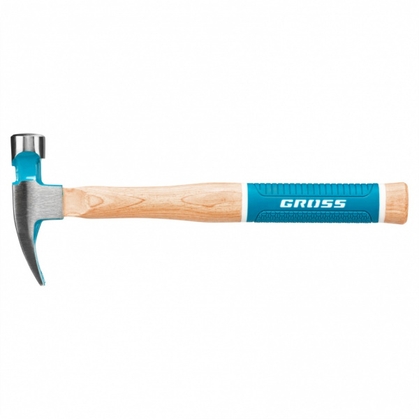 Молоток-гвоздодер, 280 г, угол 75, магнит, обрезиненная рукоятка American hickory GROSS