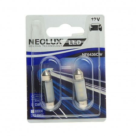 Автолампа C5W (SV8.5-8)  36мм LED COLD WHITE 6000К  (блистер, 2шт) 12V NEOLUX /1