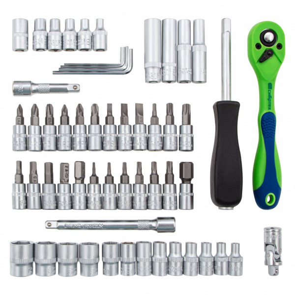 Набор инструментов 56 предметов, CrV, 1/4" Сибртех Набор инструментов 56 предметов, CrV, 1/4" Сибртех