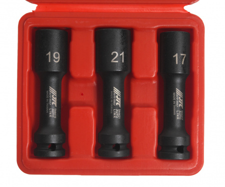 JTC Набор головок ударных для литых дисков 17-19-21мм L=100мм 3 предмета в кейсе JTC