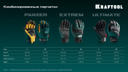 KRAFTOOL ULTIMATE р.L (9), профессиональные комбинированные перчатки, работа с сенсорными экранами (11299-L)