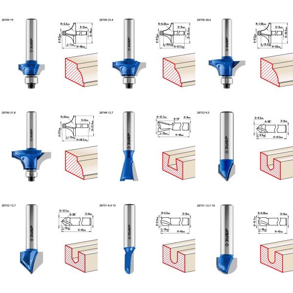 ЗУБР 30 шт, набор профильных фрез по дереву, Профессионал (28796-H30)