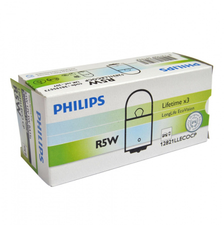 Автолампа R5W (BA15s) LongLife EcoVision 12V PHILIPS /10/200