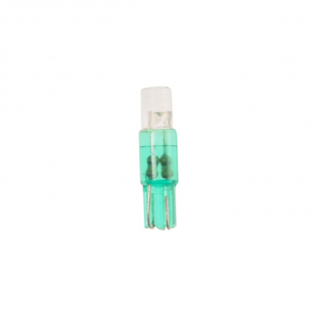 Автолампа T5 (W2*4.6d) 1 LED FLAT GREEN 5лм   12V MEGAPOWER /10 /100