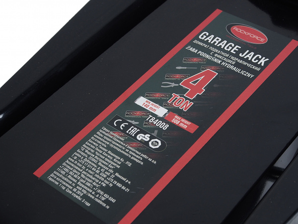 Домкрат гидравлический RF-T84008 подкатной  двухштоковый 4т с 3-мя уровнями фиксации(h min 140мм, h max 508мм) ROCKFORCE /1