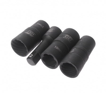 JTC Набор головок для секретных болтов и гаек двухсторонних 17,19,21мм 4 предмета JTC