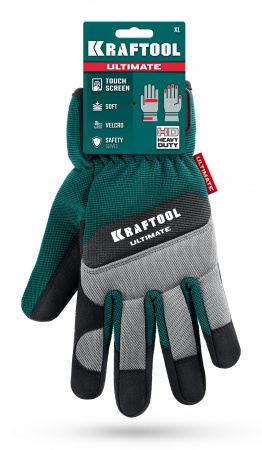 KRAFTOOL ULTIMATE р.L (9), профессиональные комбинированные перчатки, работа с сенсорными экранами (11299-L)